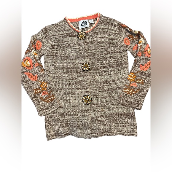 Storybook Knits Cardigan Sweater Fall
Embroidered Flower Beaded Button small - Picture 1 of 7
